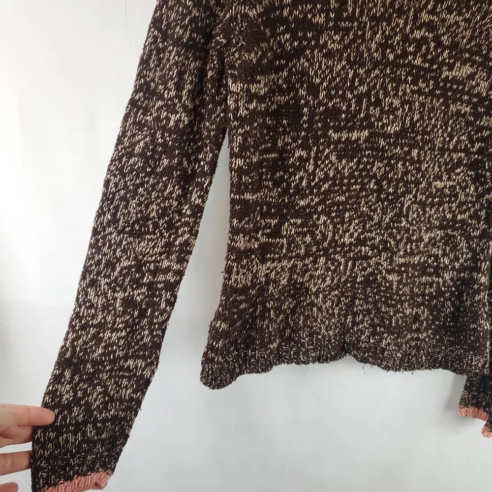 Vintage Harolds Womens Brown Cream Pink Knit Turtleneck Lng Slv Sweater Medium - Picture 4 of 10